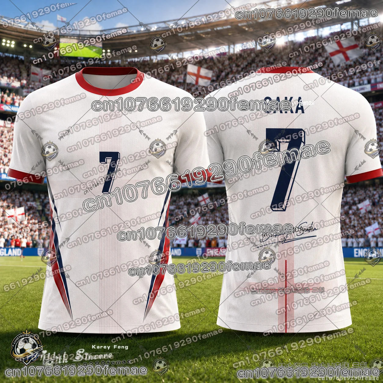 25-26 England Limited Edition Soccer Jersey Fan Souvenir Shirt Breathable Quick Dry Comfortable Football Tee Kids Adults