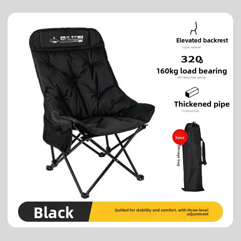 كرسي قمر قابل للطي للسفر في الهواء الطلق والنزهات والترفيه مع مسند ظهر مرتفع كرسي صيد محمول وقوي أثاث خارجي #3