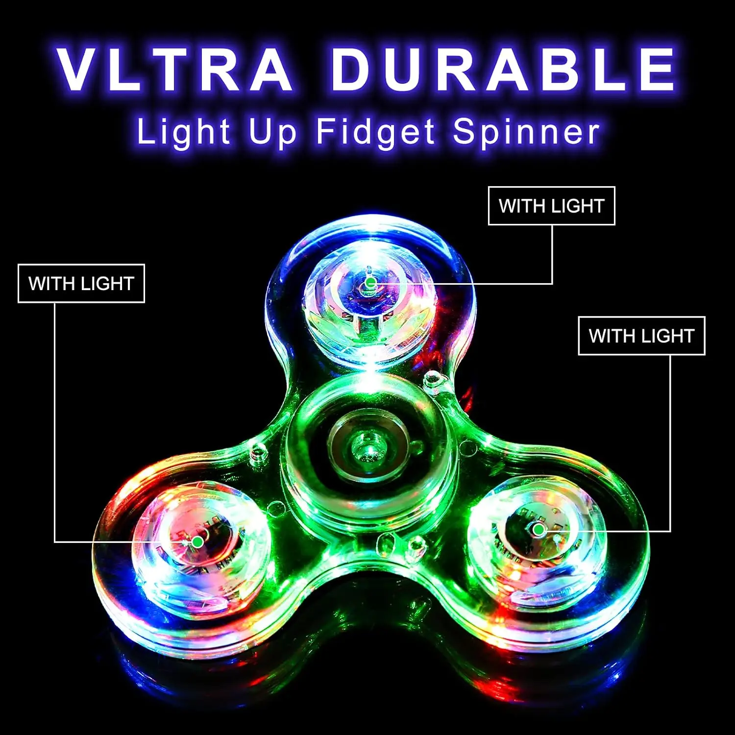 5-pack LED-verlichte fidget-spinners, Glow in The Dark zintuiglijk speelgoed voor kinderen, Fidget-stressspeelgoed voor angstverlichting, feestartikelen
