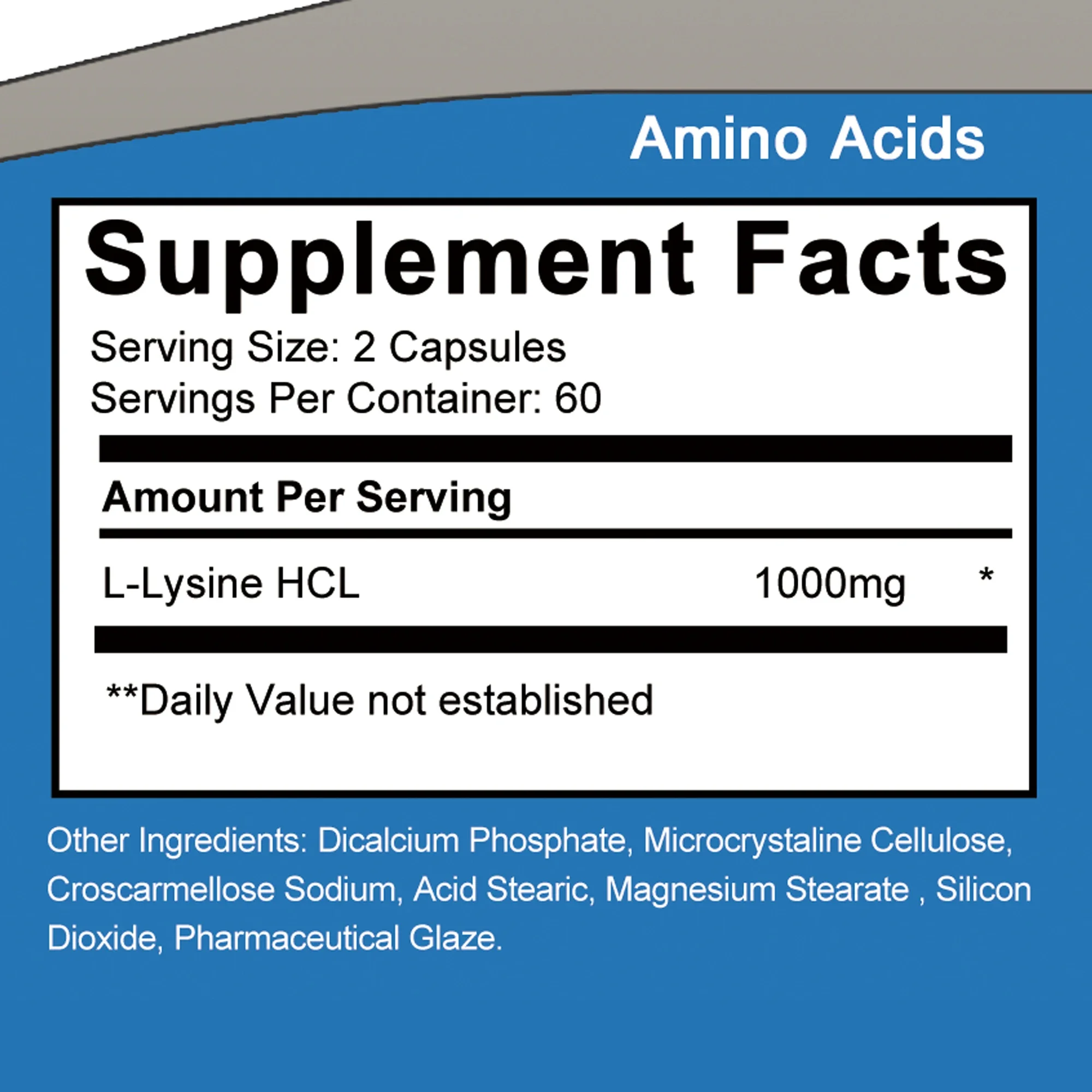 L -lysine - يعزز عملية التمثيل الغذائي وإنتاج الطاقة، وتدعم تركيب الكولاجين، ودعم البشرة - 120 كبسولة #2