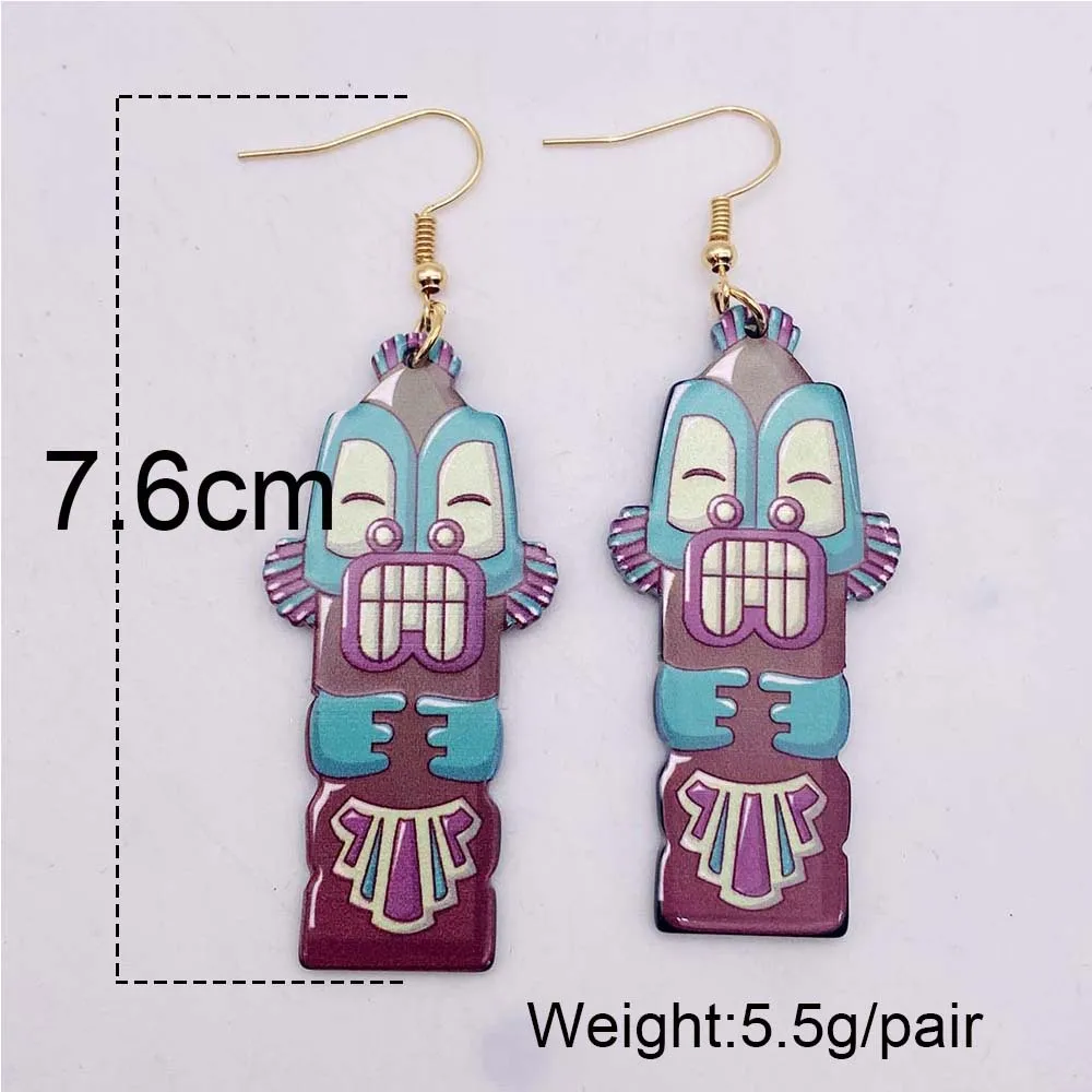 New Colored Pharaoh Face Mask Print Earrings Funny Exaggerated Pendant Vintage Ethnic Style Acrylic Ear Rings Gift Wholesale