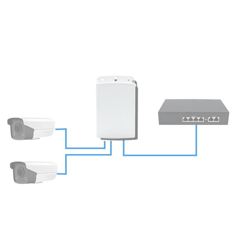 Repetidor POE extensor de red para exteriores, extensor impermeable, salida uno en dos, 40-57V, interruptor Poe de 10/100/100Mbps, IEEE 802.3af/at