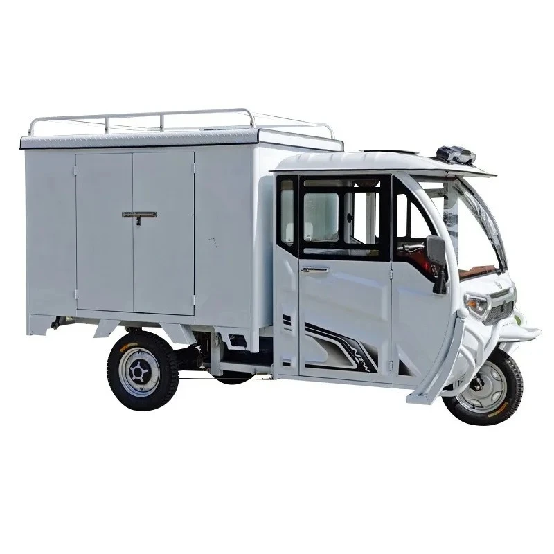 Motorcycle electric tricycle electronic tricycle 2024 small mini closed van express truck street stall