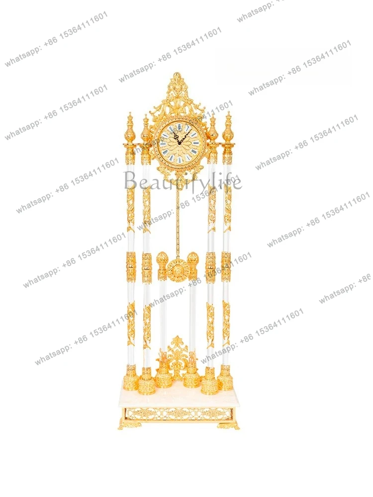 

High-grade quartz European mechanical floor clock Classical Italian gold-plated crystal clock Living room floor clock