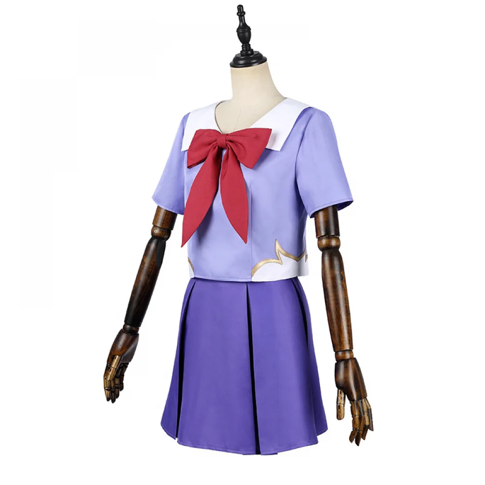 Anime Het Toekomstige Dagboek Gasai Yuno Mirai Nikki Cosplay Kostuum Meisjes Juniform Paars Matroos Pakken Mini Top Rok Hoofddeksel Strik