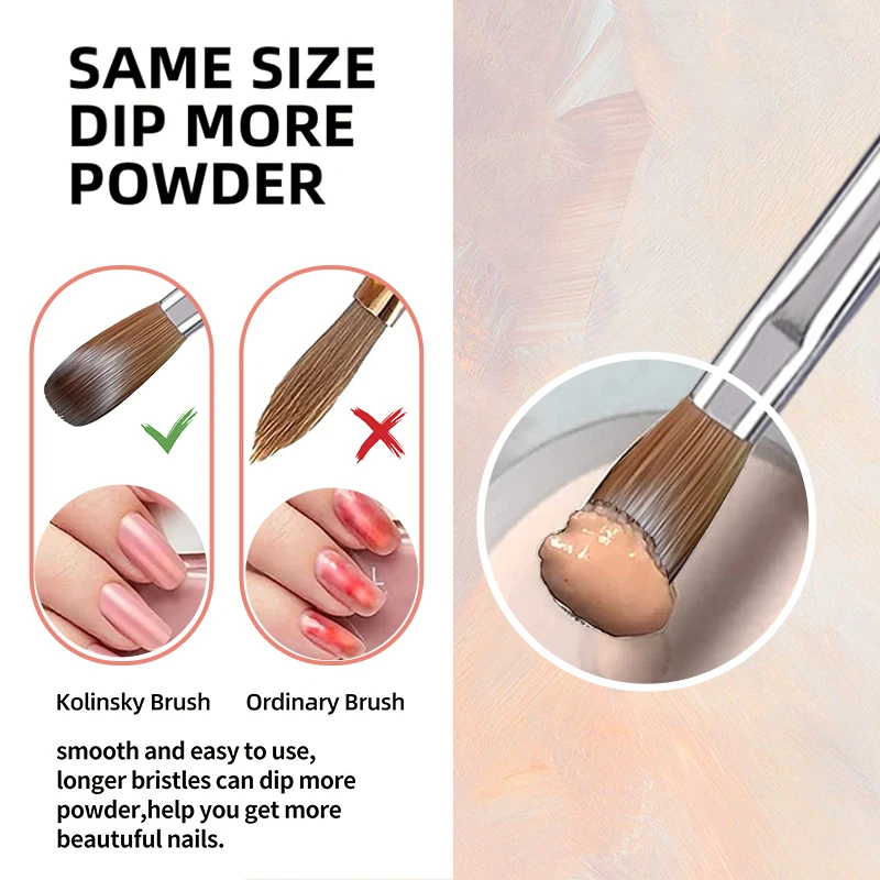 Pennello per unghie acrilico Kolinsky al 100% Manico in rilievo dorato ondulato ovale Qualità professionale del salone per polvere acrilica Dimensioni 2-18 #