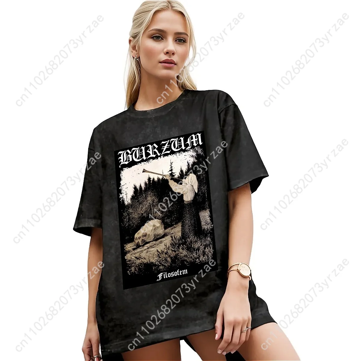Burzum Retro Wash Tshirt Man Woman High Quality Vintage T Shirt Cotton Short Sleeves Fashion T-shirt Soft Breathable Tops