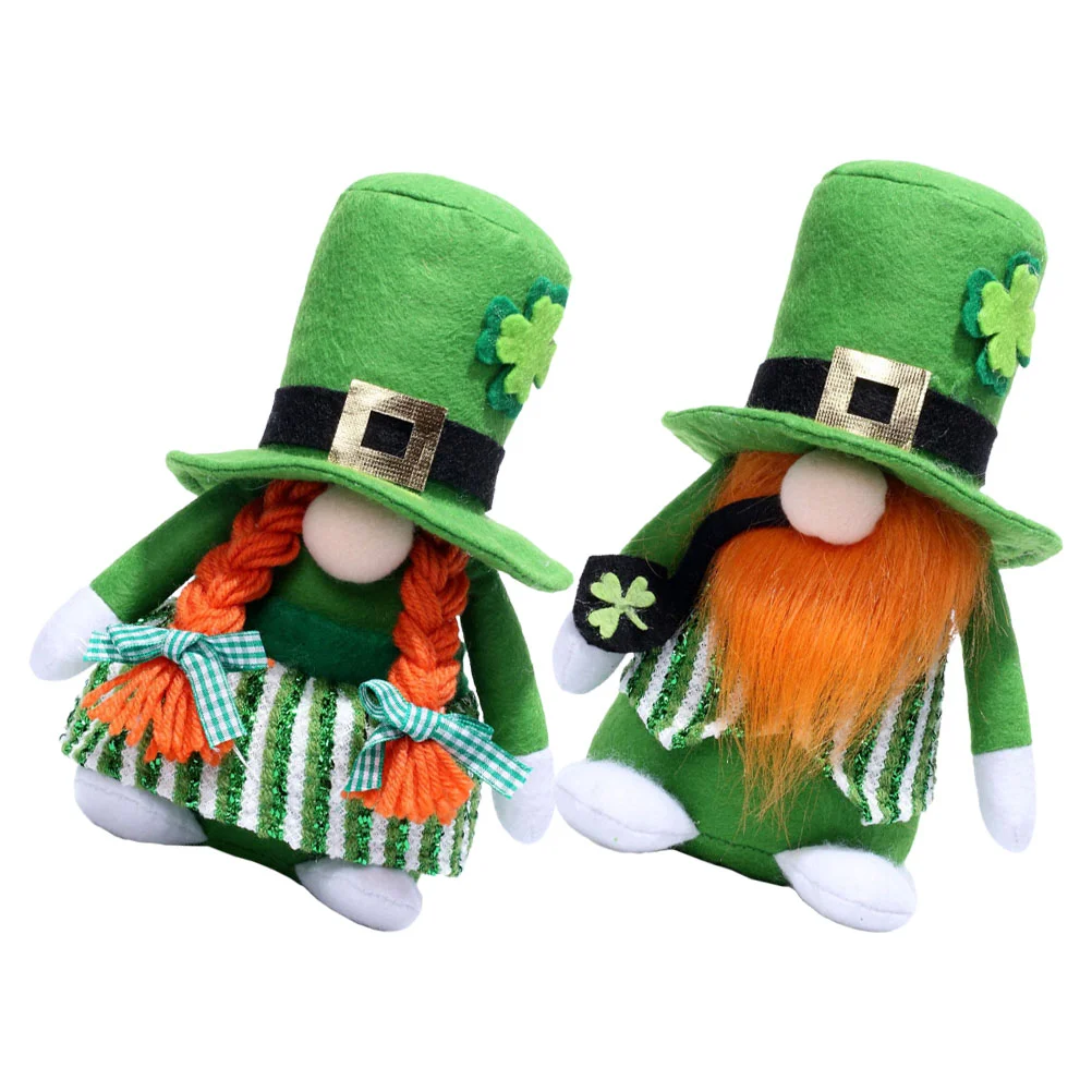 

2 Pcs St Patricks Day Dwarf Decorative Ornaments Decoration Festival Gnome Gnomes