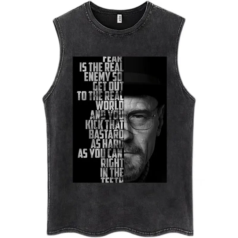 Washed Breaking Bad Heisenberg Tank Tops Better Call Saul Los Pollos Harajuku Vests Men Women Cotton Oversized Sleeveless Tshirt