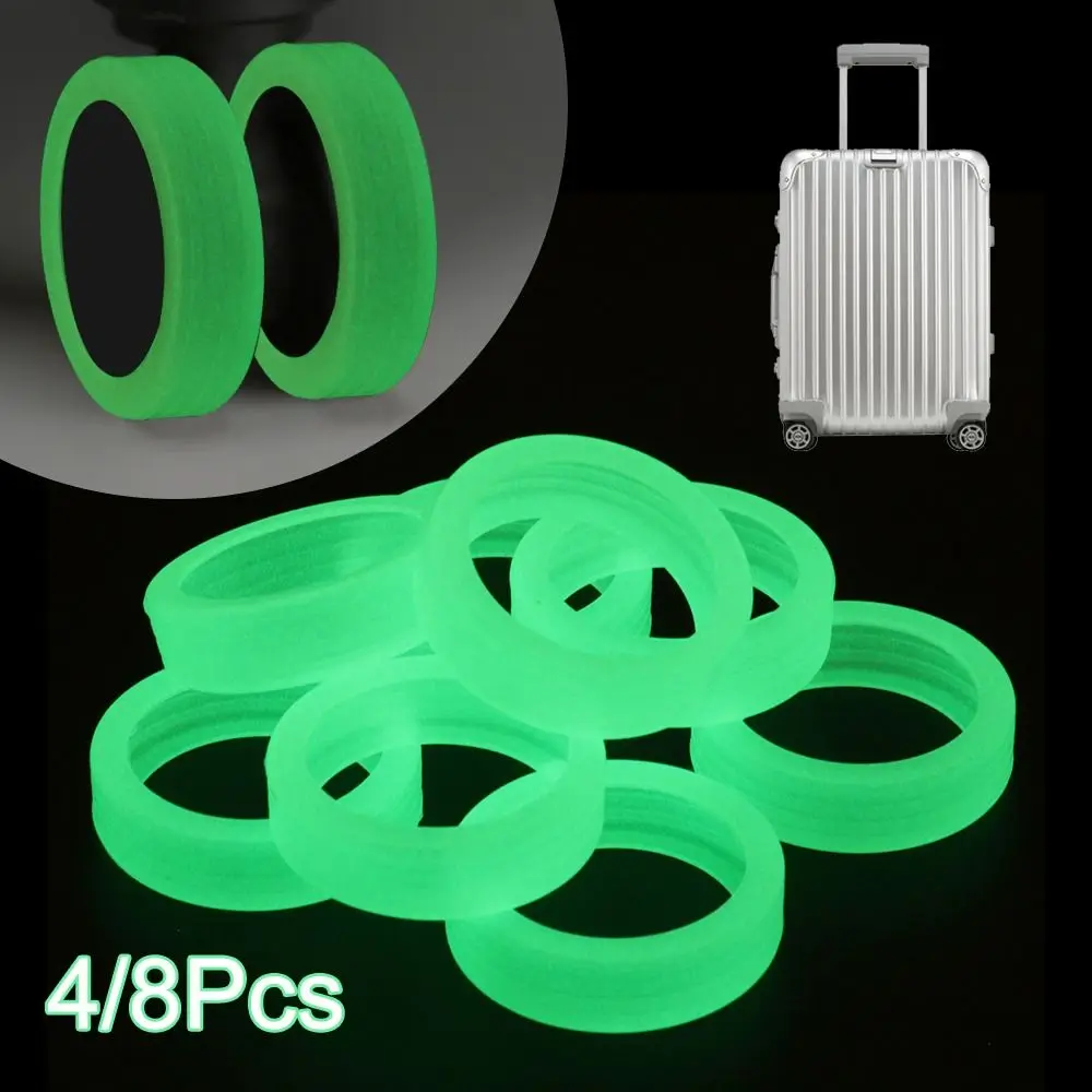 4/8Pcs Luminous Luggage Wheels Protector With Silent Sound Wheel Wear Wheels Cover Silicone Luggage Accessories Trolley Box New