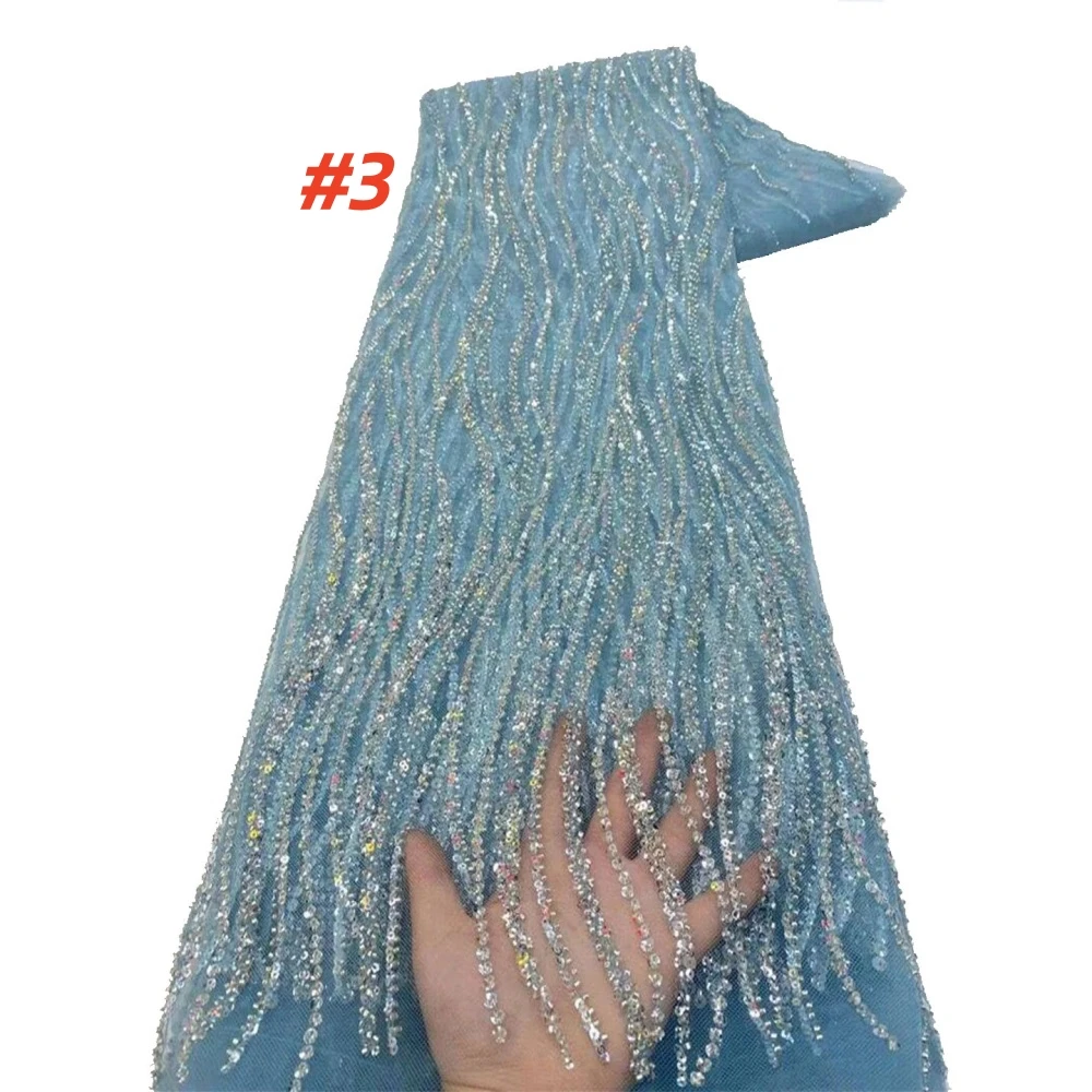 

Африканская кружевная ткань с бисером, 2025 г., высококачественное кружево, 5 ярдов, французская нигерийская кружевная ткань с блестками для жениха, шитье свадебного платья