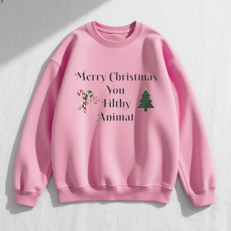 عيد ميلاد سعيد أنت القذرة الحيوان هوديي للجنسين رسم سلسلة البلوز عطلة مريحة الخريف الشتاء الحرارية شعبية هوديي