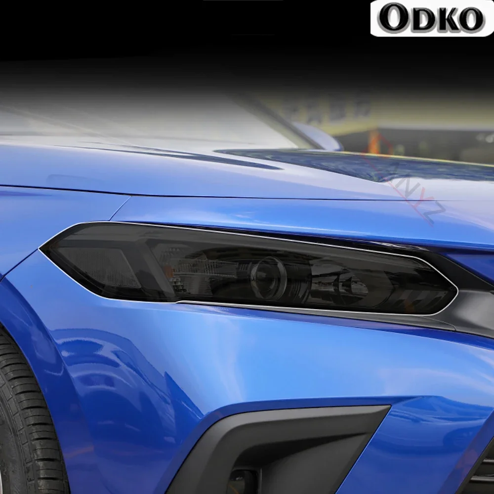 

2Pcs Car Headlights Protective Film Front Headlamp Transparent Smoke Black TPU Sticker For Honda Civic 11th Gen 2022 Accessories
