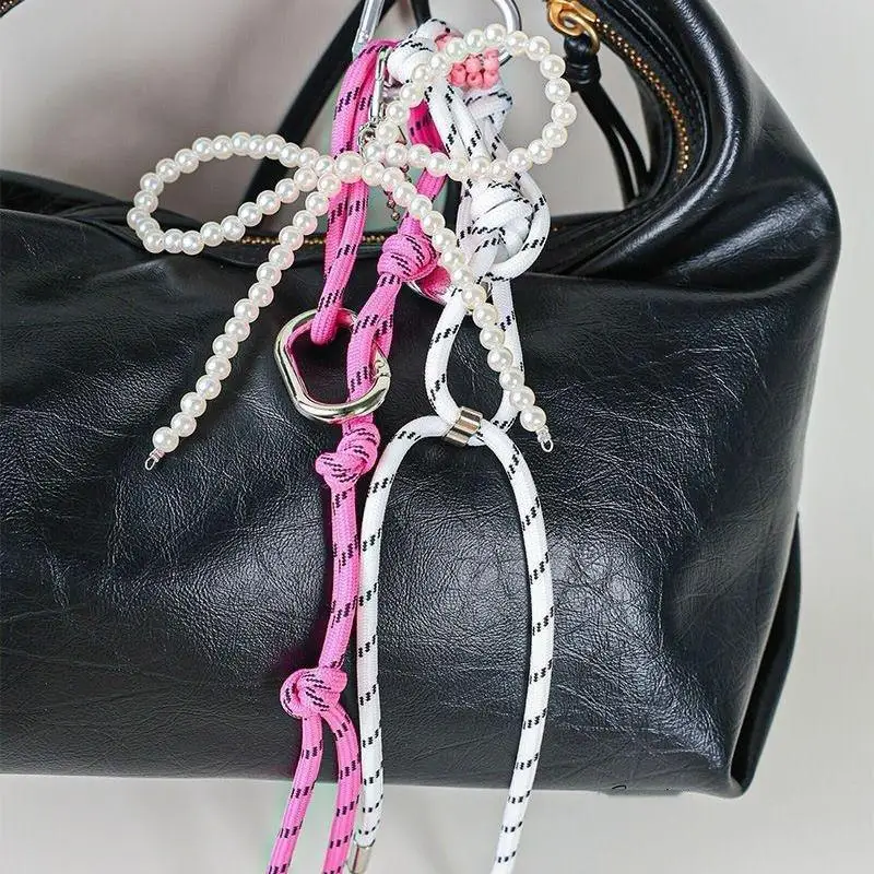 

INS Creative Colorful Braided Lanyard Keychain Anti-Lost Knot Nylon Rope Keyring For Women Men Bag Pendant Phone Case Bag Charms