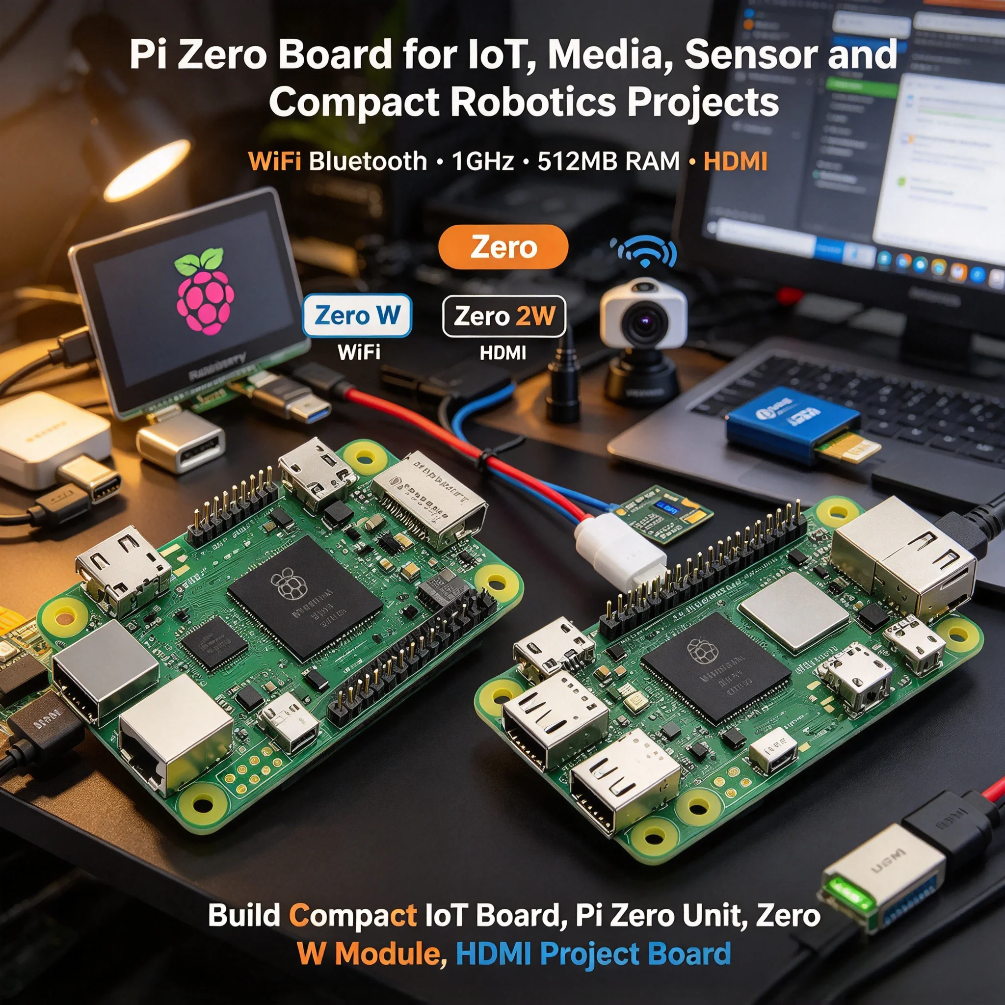Raspberry Pi Zero Zero W Zero 2W WiFi Bluetooth Development Board 1GHz 512MB RAM HDMI