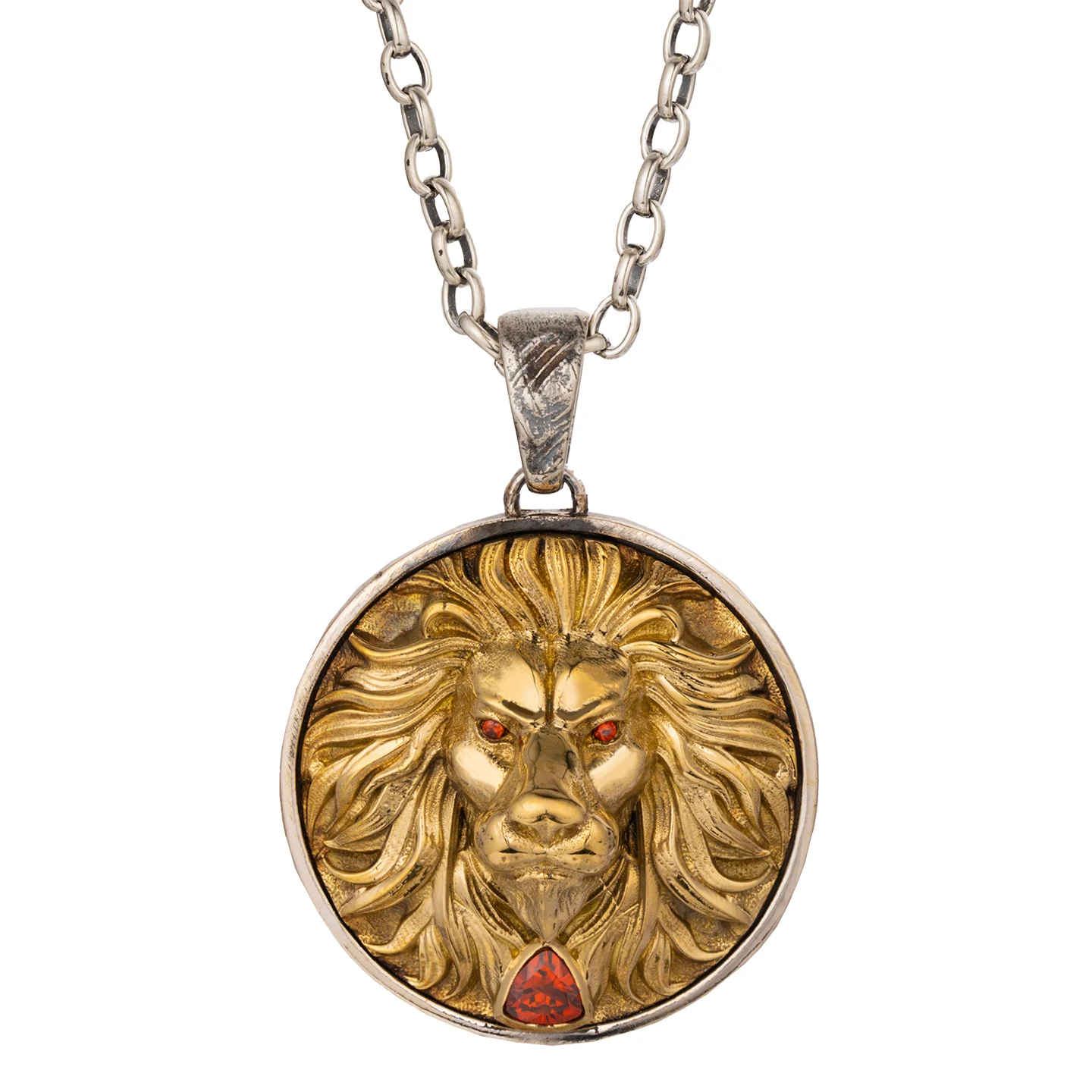 Lion high relief Vintage  Pendant Roar of the seven Realms 925 Sterling Silver  Jewelry