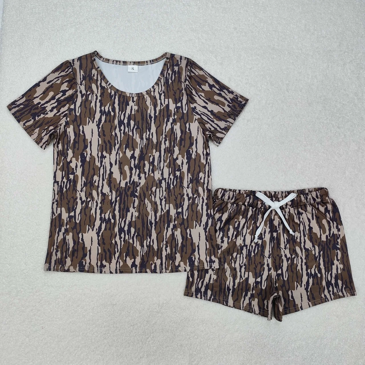 

Wholesale Women Sleepwear Short Sleeves Adult Shirts Clothing Pajamas Woman Girl Camo Set Shorts Outfit Nightwear
