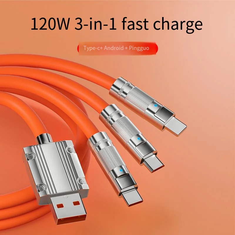 120W 3 in 1 Data Line For Huawei 6A Fast Charging Car Stall Live Hand Gift Source Manufacturers