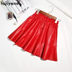 Tajiyane Real Leather Skirt Women Genuine Sheepskin Skirts for Women Elastic Waist Skirt Large Swing Puffy Short Skirt Faldas