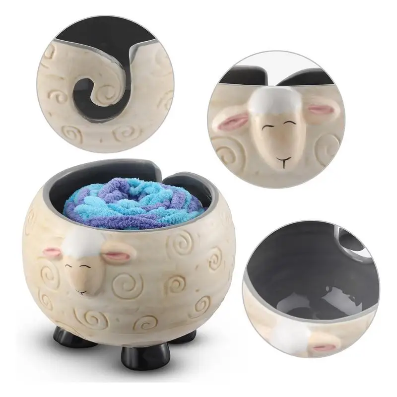 Ceramic Yarn Bowl Panda Shape Doll Storage Box Household Storage Container Woolen Yarn Organizer Living Room Table Wool Key Bowl