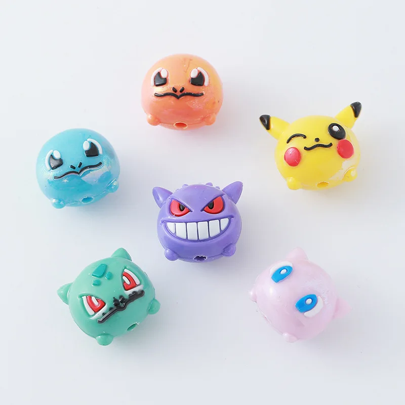 12pcs 포켓몬 비드 DIY 휴대 전화 스트랩 키 체인 냉장고 자석 수지 포켓 작은 인형 학생 파티 선물 썸네일 3