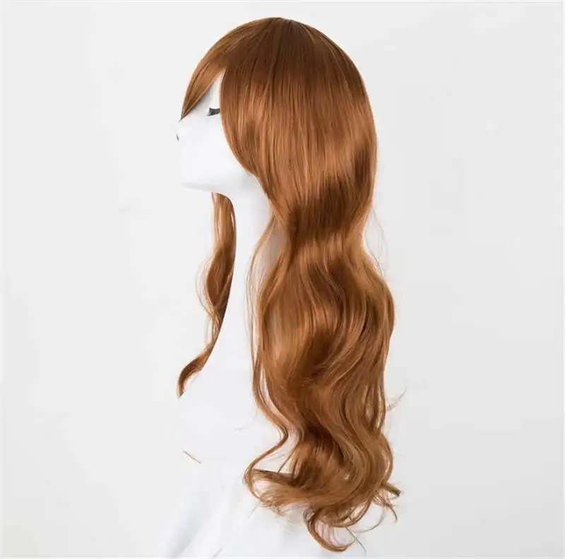 Burgundy Wigs Fei-Show Synthetic Heat Resistant Fiber Long Curly Hair Inclined Bangs Peruca Women Cos-play Salon Hairpiece