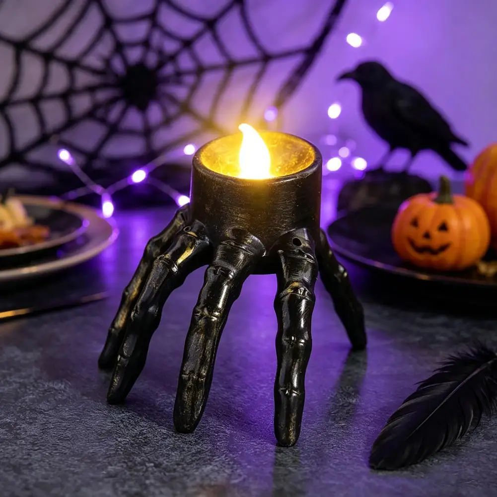 Halloween Candle Holder Decorative Lights for Party Halloween Skeleton Hand Candle Light Skull Led Candle Holder for Haunted
