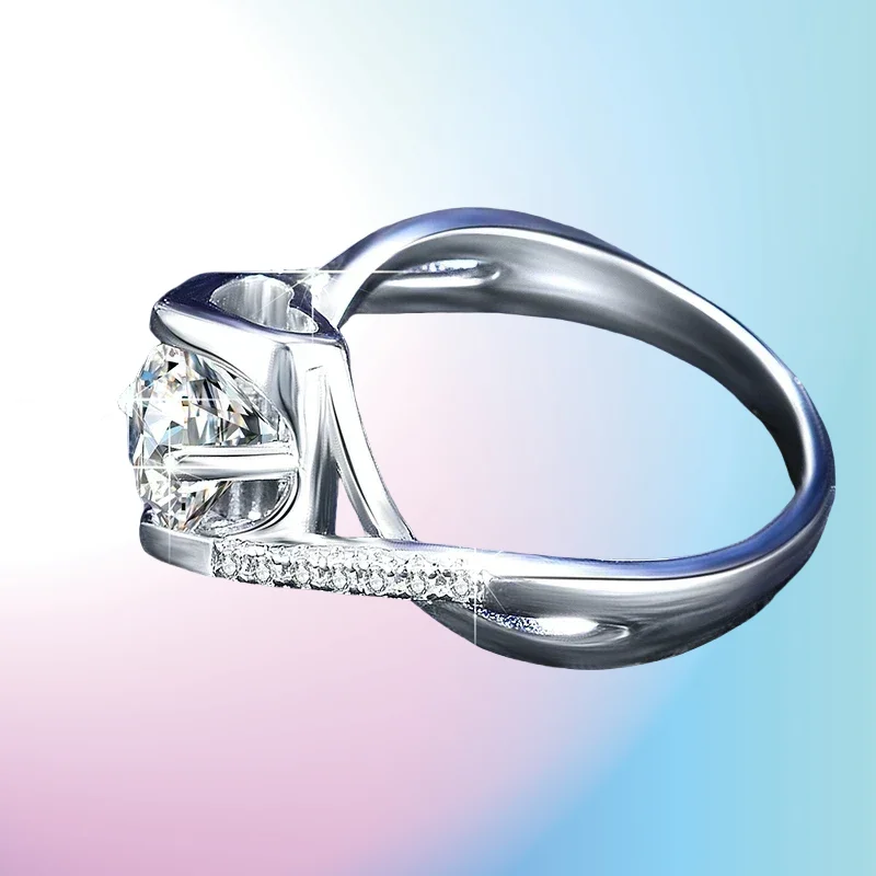 

Gift 100% Real 0.5/1ct Carat Moissanite Ring for Women Solid PT950 Platinum Rings Luxury Moissanite Diamond Wedding Band