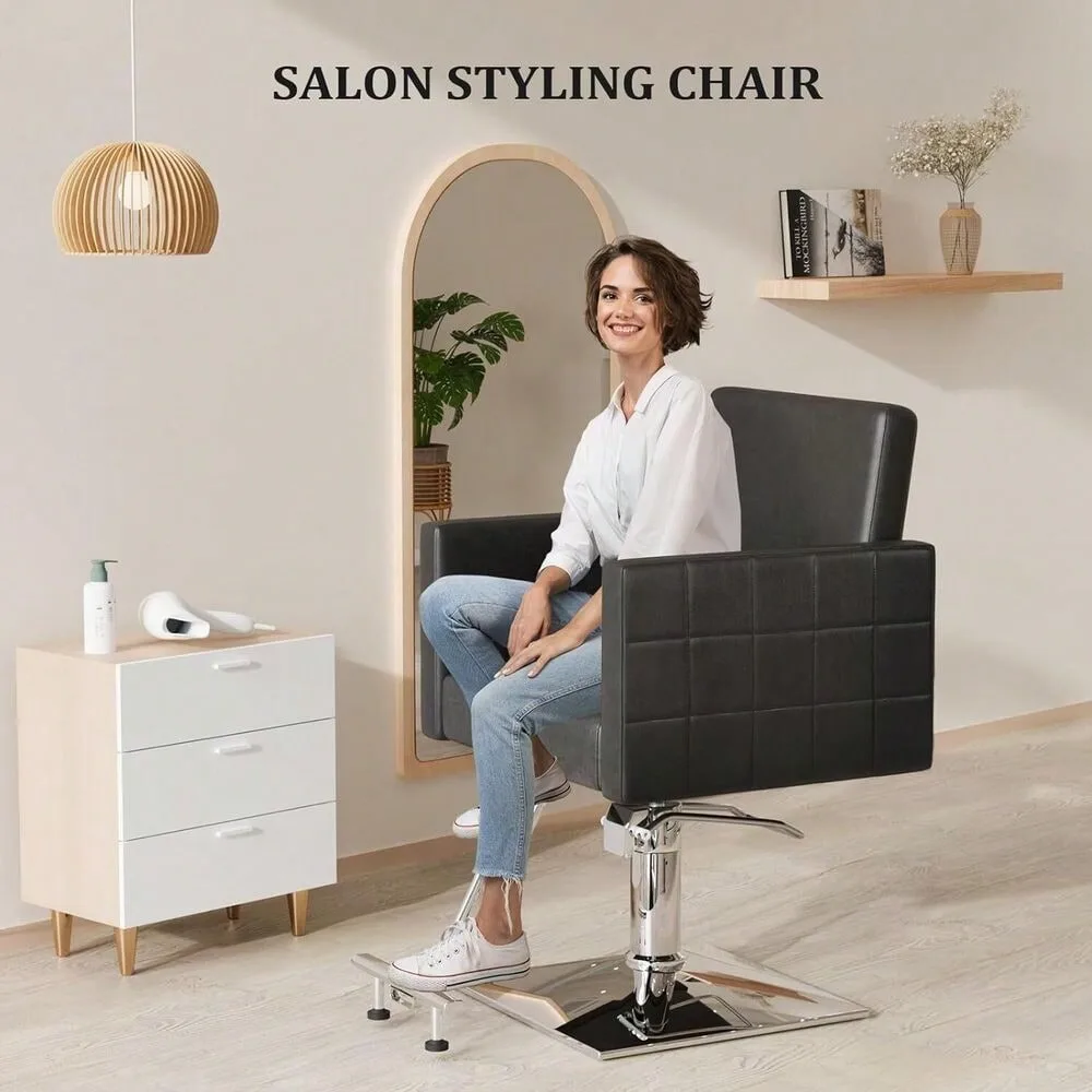 Barber Chair with Footrest Hydraulic Salon Chair Adjustable Height for Hairdress