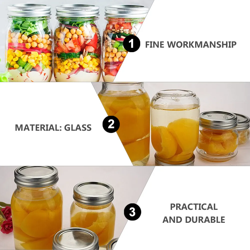 6Pcs Transparent Round Glass Jars with Airtight Lids for Food Storage Coffee Tea Honey Dried Fruit Jam Pickles Kitchen Glass - view 6