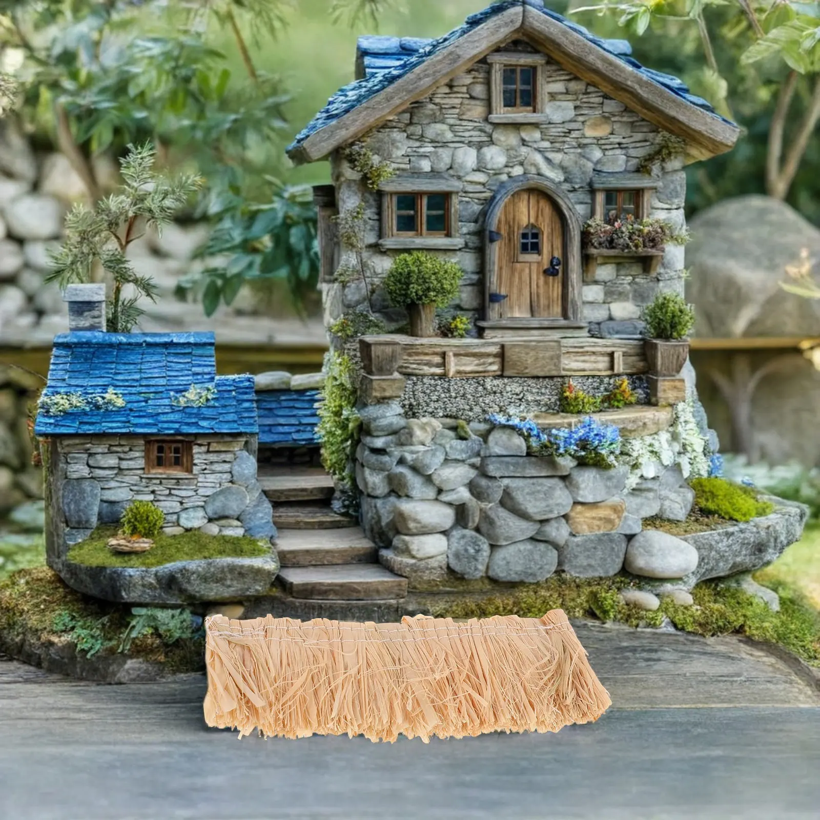 

12Pcs Small Straw Roof Grass Roll Miniature Thatched Roof Artificial Thatch 3.93x1.57 DIY Craft Fairy Garden Architecture