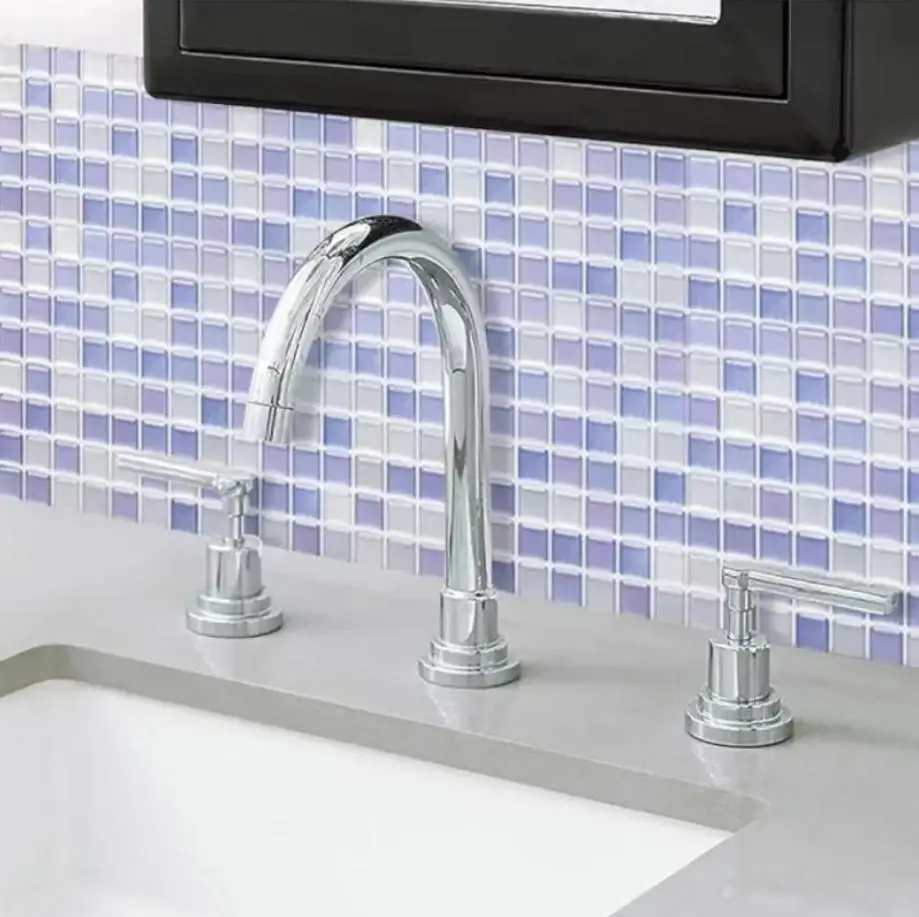 Crystal Mosaic Tile Stickers 5-20PCS, 3D Self-Adhesive Waterproof Wallpaper, DIY Removable Backsplash for Bathroom Kitchen Home