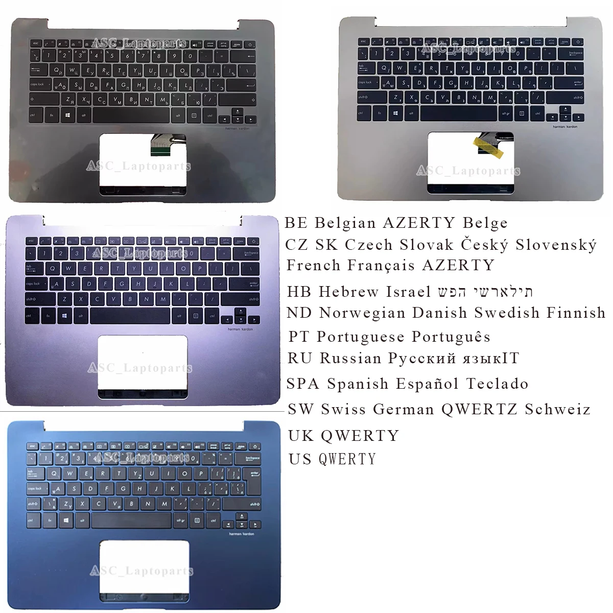 Belgian Czech French HB ND PO Russian SP Swiss UK US Keyboard for ASUS UX430 UX430U UX430UA UX430UN UX430UQ BACKLIT & Palmrest