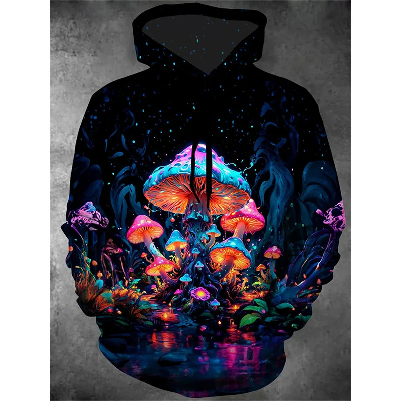 Magic Mushrooms Colorful Essentials Hoodie For Men\'s Clothes Oversized Hooded Coat Hip Hop Street Fashion Fun 2025 New Hoodies