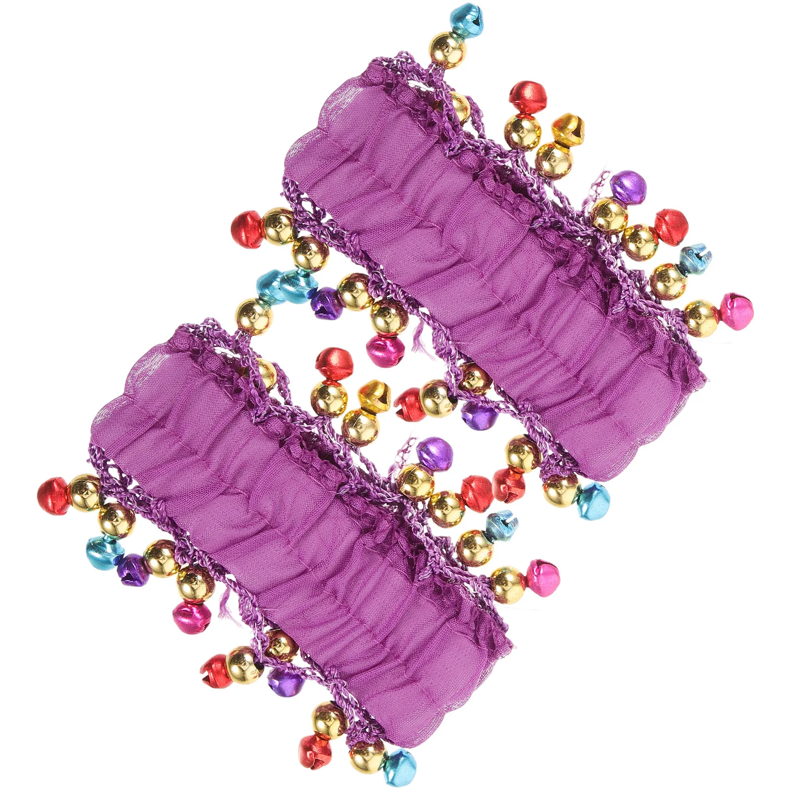 

1 Pair Bell Bracelet For Belly Dance Shining Ethnic Style Dance Accessories Women'S Wristband Handcuff Bells Polyester Reusable