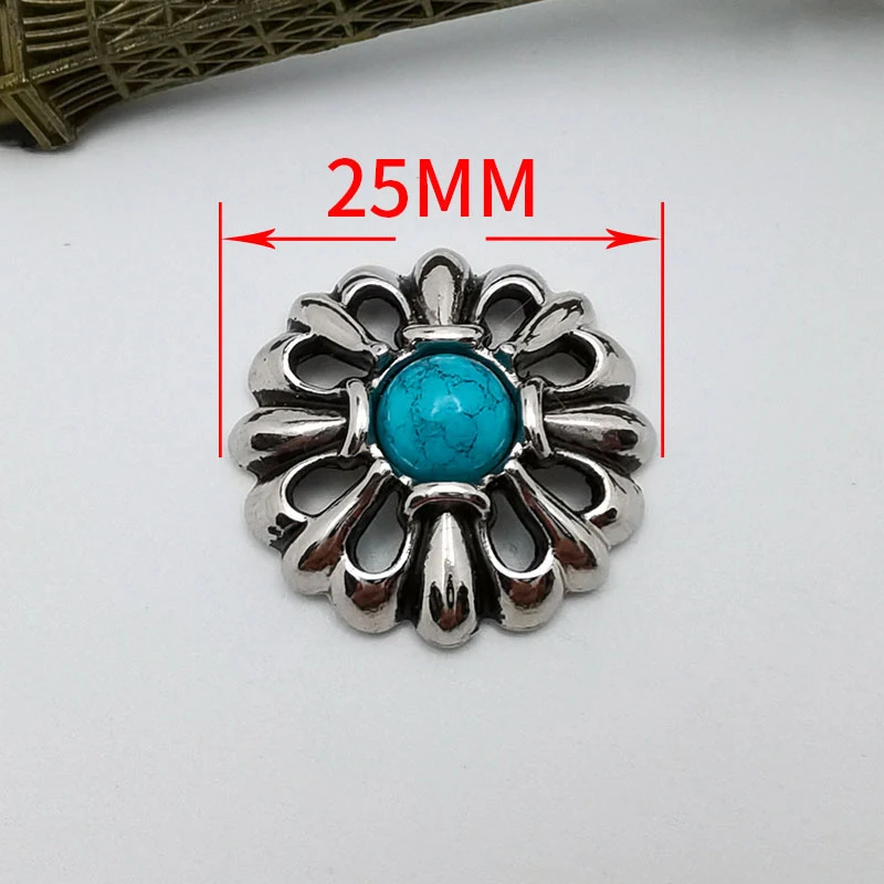 5 Pcs 25mm Silver Hollow Out Garland Conchos Leathercraft Handbag Belt Turquoise Saddle Concho Screwback