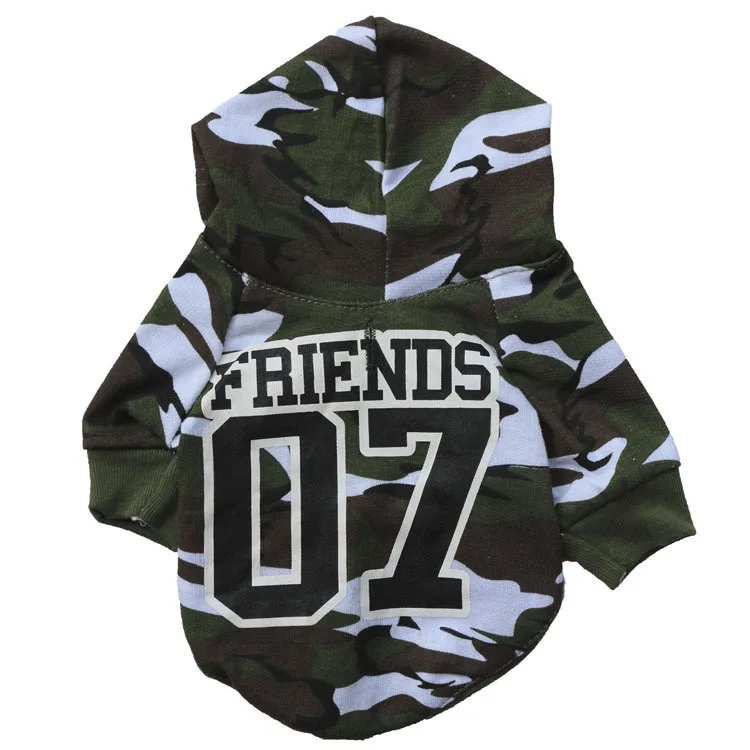 

Factory Pet Dog Clothing Wholesale, Green 07 Camouflage Hooded T-Shirt for Small Breed Teddy, Spring Autumn Apparel