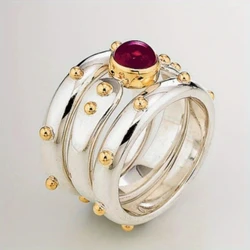 3pcs Elegant Stacking Rings Paved Shining Artificial Garnet Engagement / Wedding Ring Dupes Luxury Jewelry Gift for Your Love