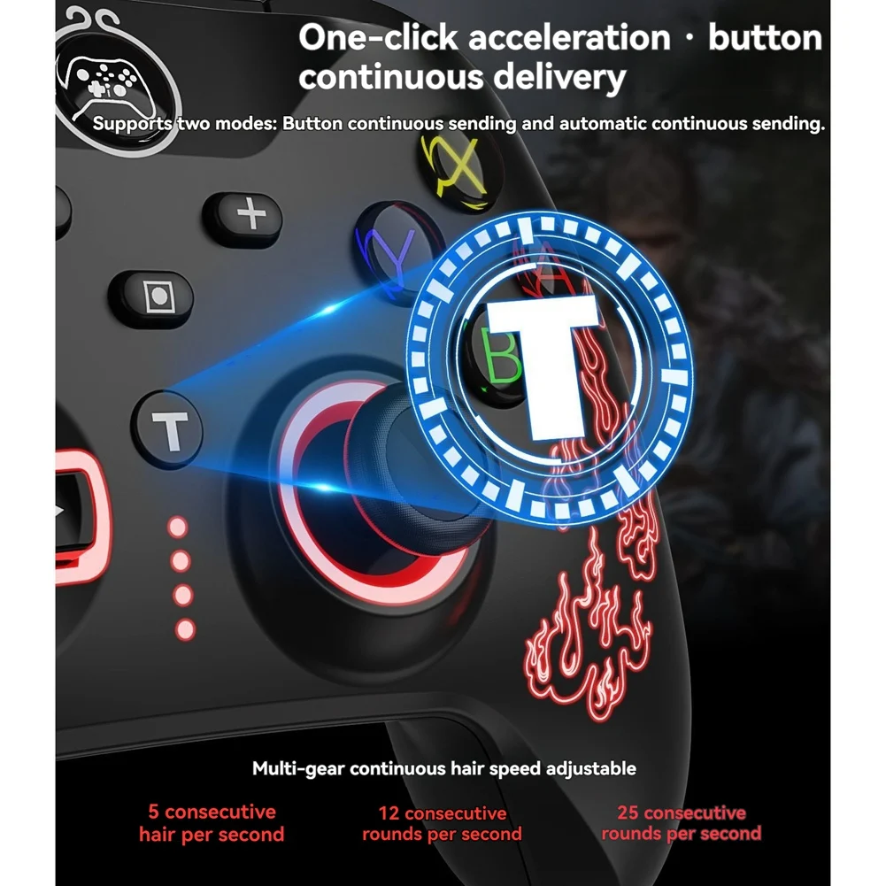 CS-Wireless Gaming Controller mit Hall-Trigger RGB-Licht für PC/Nintendo Switch/Android Gamepad Black Myth Wukong