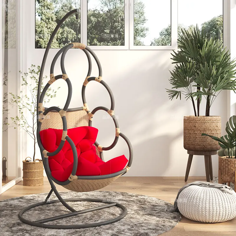 Nordic Outdoor Rattan Hanging Basket Adult Hanging Chair Indoor Rocking Chair Rattan Chair Swing Bird's Nest Cradle Chai