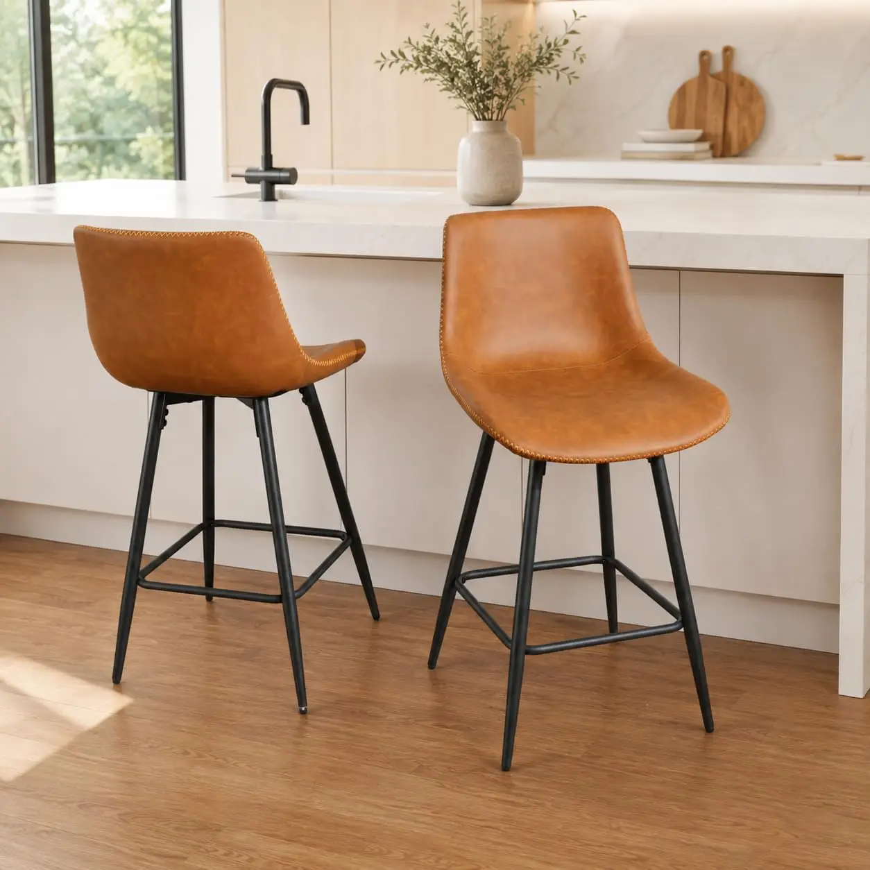 24" Counter Height Bar Stools Set of 2, Bar Stools for Kitchen Island, Dining Room & Pub
