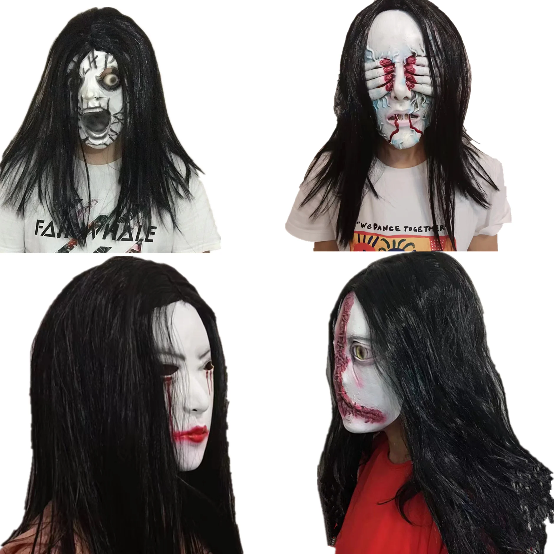 Halloween mask role play tabletop game hood ghost mask horror room escape haunted house ghost dress up props