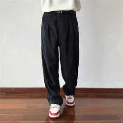 Autumn Corduroy Pants Men Fashion Retro Black Casual Pants Men Streetwear Korean Loose Straight Pants Mens Vintage Trousers