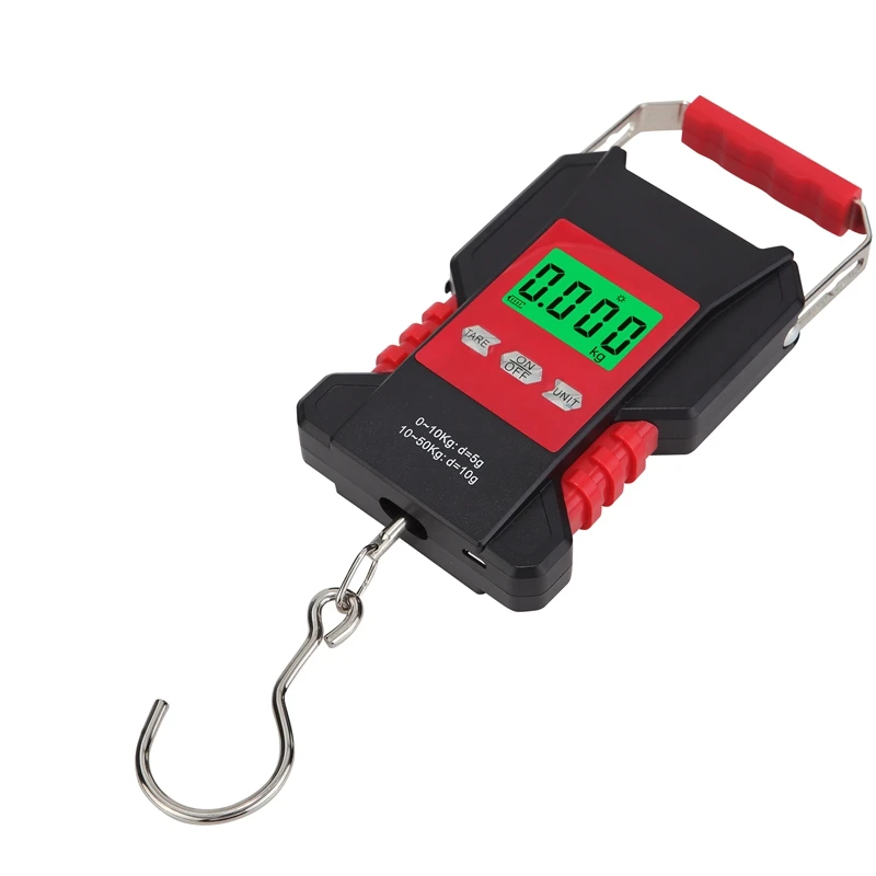 50KG Portable Waterproof Fishing Scale Hunting Luggage Home Weighing 1.5M Tape Digital Recharged Hanging Hook Scales Backlight