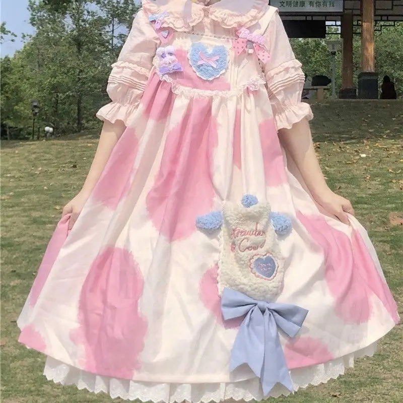 

Genuine lo skirt small milk cake Lolita small milk cake cow pattern printed Lolita dress jsk suspender skirt summer
