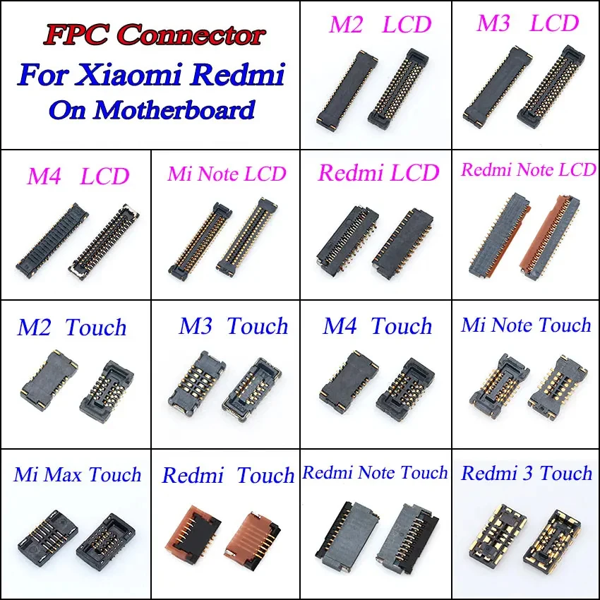 2pcs Touch & LCD Display Screen FPC Connector For Xiaomi Mi 4 Mi4 Mi2 Mi3 Max Note Redmi Note Logic On Motherboard Mainboard