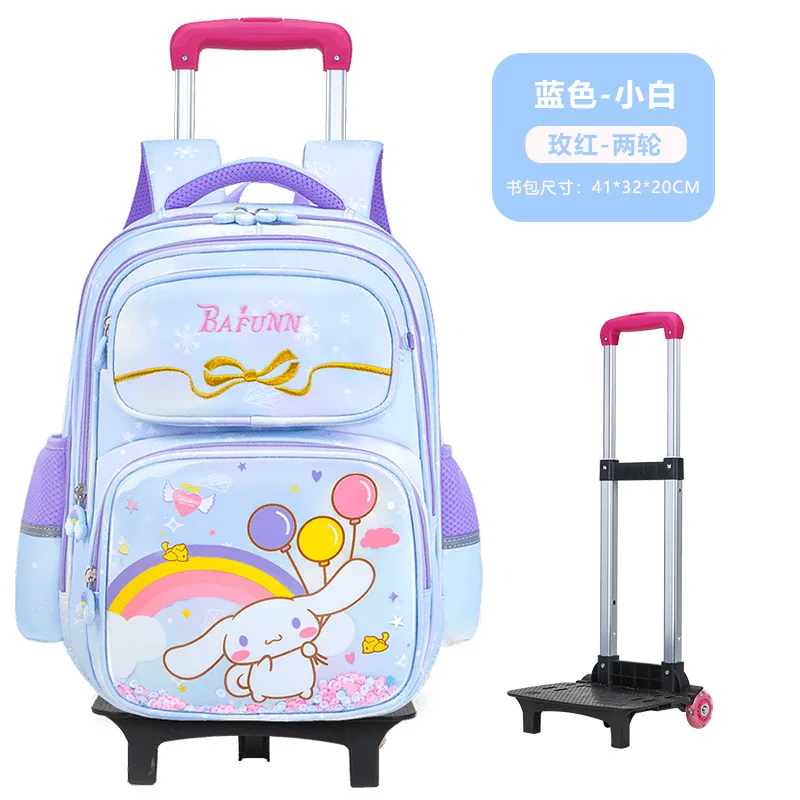 

Cinnamoroll Sanrio Girl Trolley Schoolbag Student High-Capacity Roller Fashion Cute Anime Kuromi Lighten The Burden Backpack