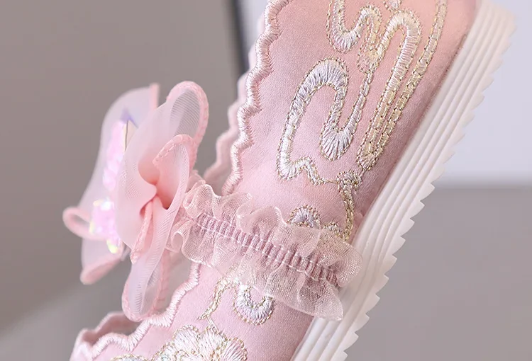 Vintage Retro Butterfly Unicorn Embroidery Hanfu Old Beijing Cloth Shoes for Kids Girls Teenage Dance Princess Chinese Beads