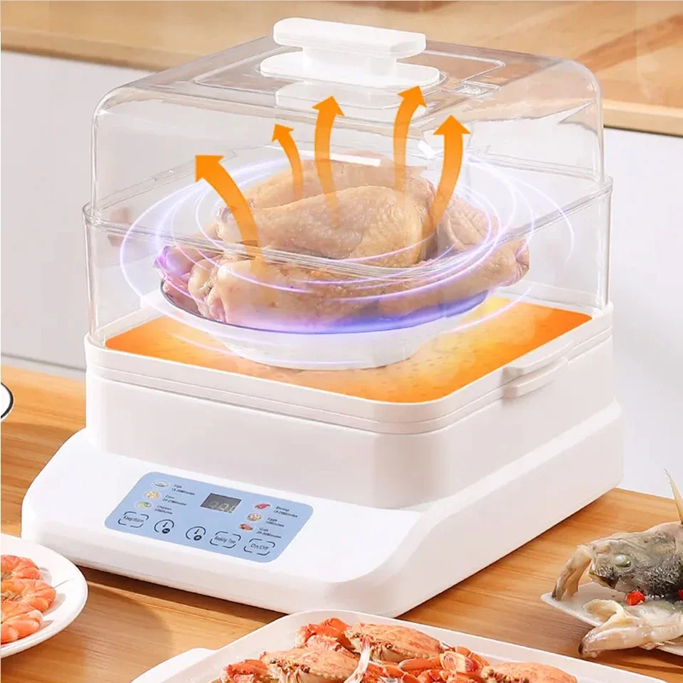 

Home Food Warmer Cooker Vegetables Steam Cooker Double-layer Steaming Rack Large Capacity Electric Food Steamer