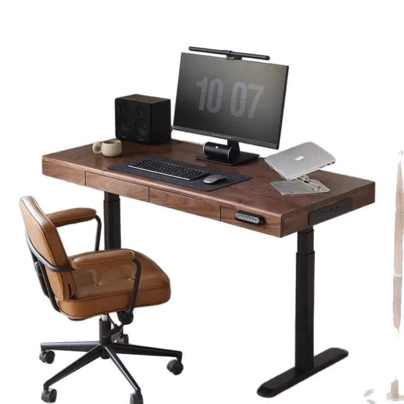 

Black walnut electric lifting table Solid wood automatic lifting desk